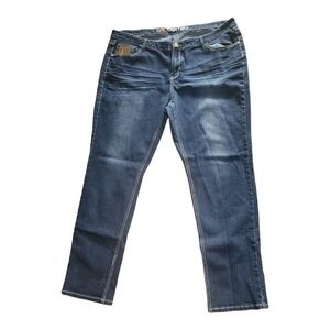 Vintage Akademiks Jeans Women 24W Embroidered‎ Straight Leg Y2K Streetwear Gold